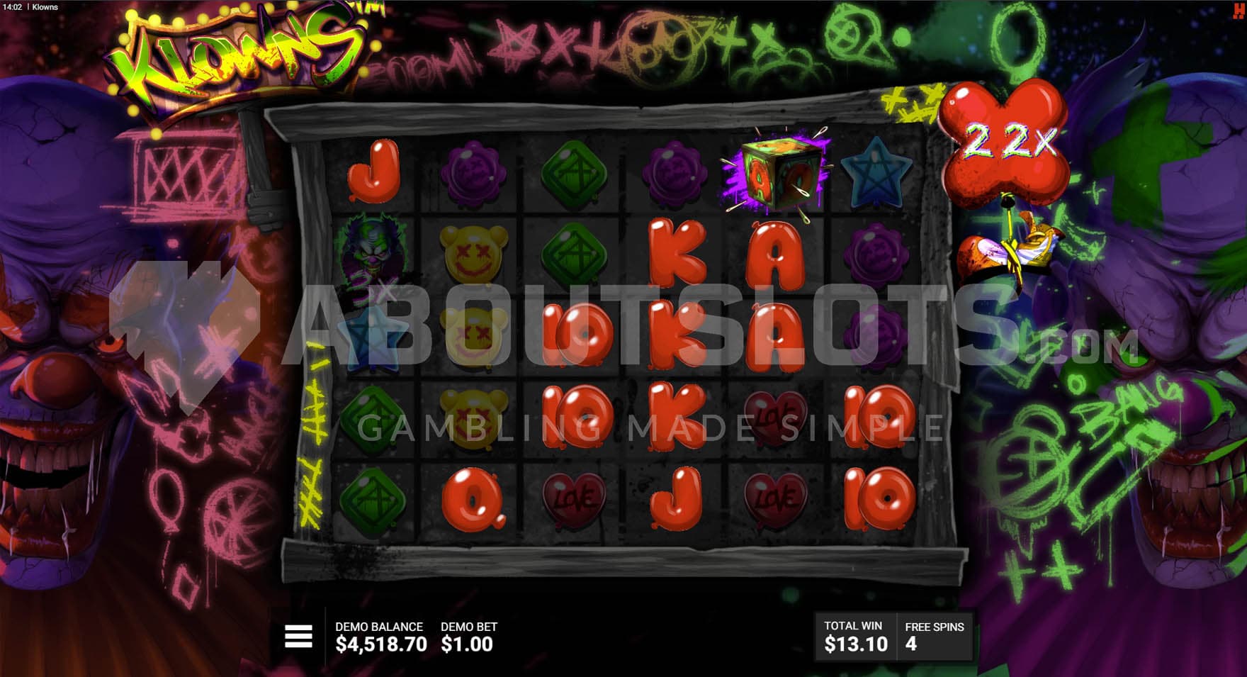 Bonus round in progress with an x22 multiplier built and a Needle Box feature triggered,