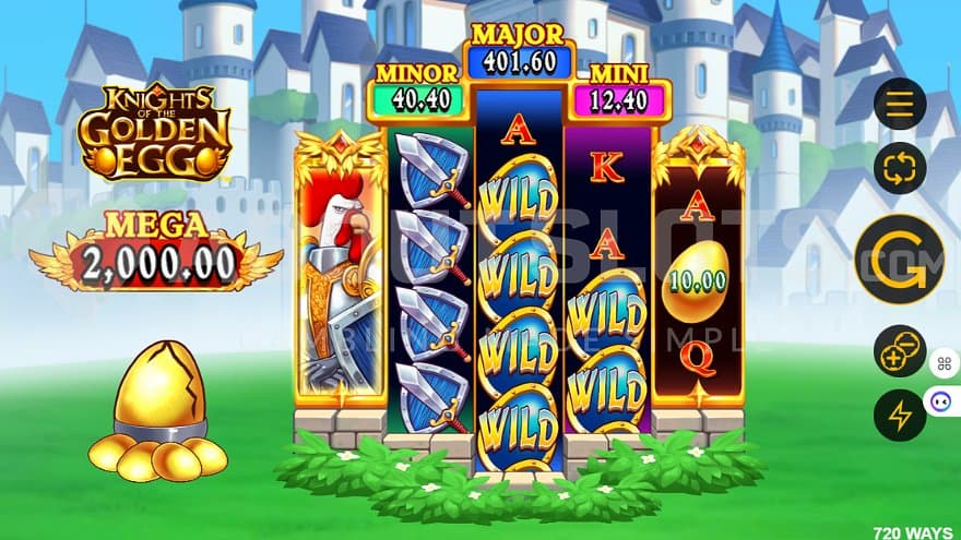A casino slot in front of a castle.