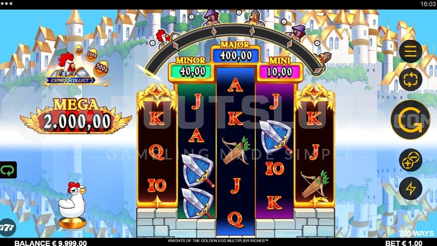 A casino slot with a knight theme.