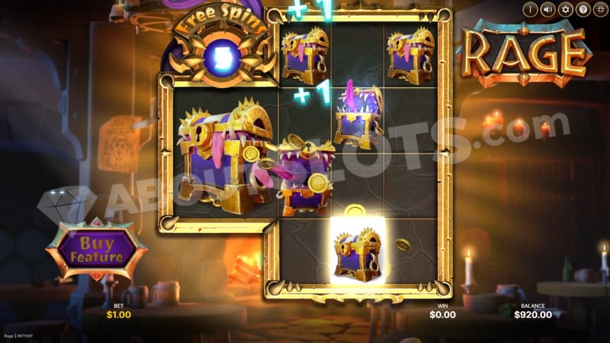 Scatter Mini Game with six treasure chests on the reels.