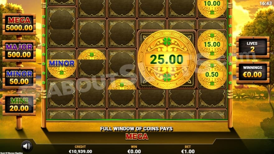 A screenshot from the lucky coins bonus.