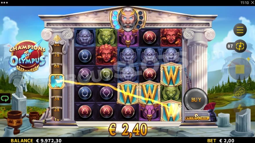 Base game where the multiplier trail is being increased.