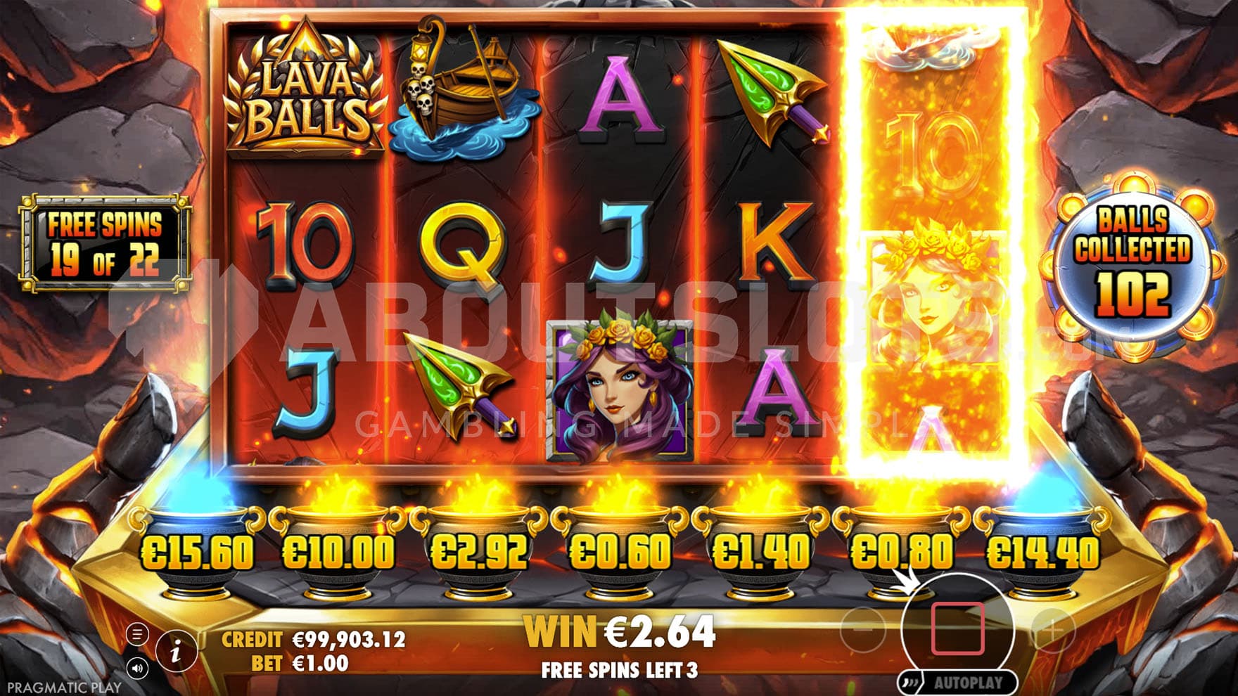 Free Spins bonus in progress, showing an anticipation effect on reel 5.