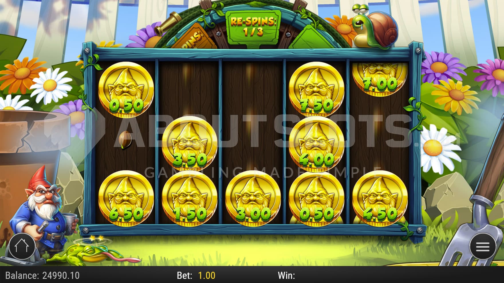 Hold and Spin bonus in progress, showing multiple Coins with cash prizes on the grid.