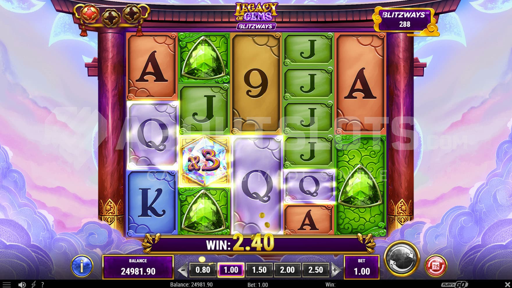 Base game win including an x3 Wild Multiplier.