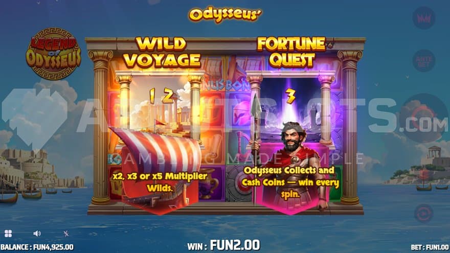 A screen where the player can choose between the two bonus games.