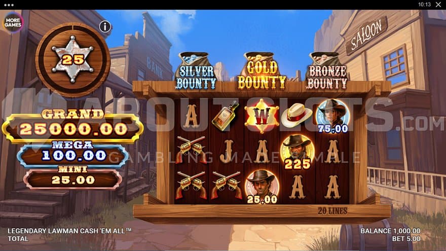 A casino slot in a Western town.