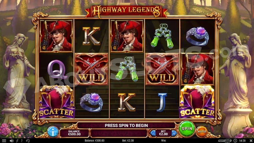 A casino slot of five reels and three rows.