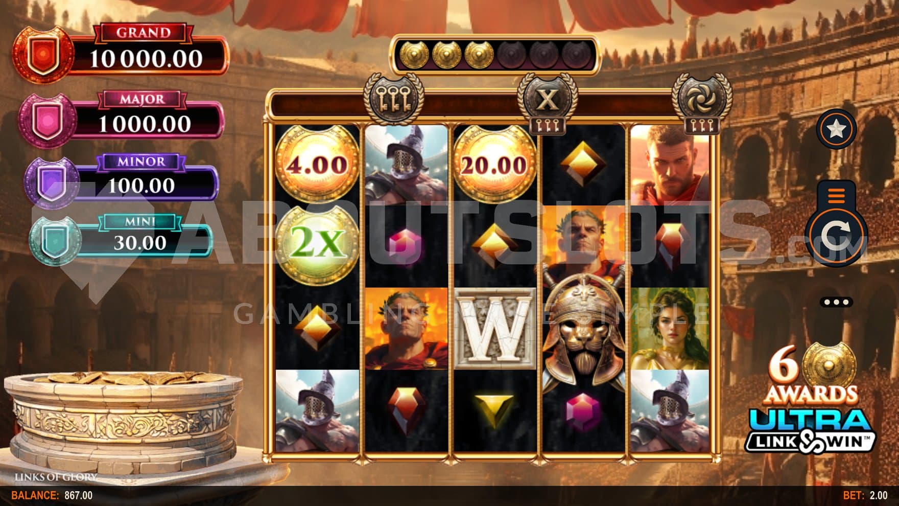 A casino slot inside a Roman arena.