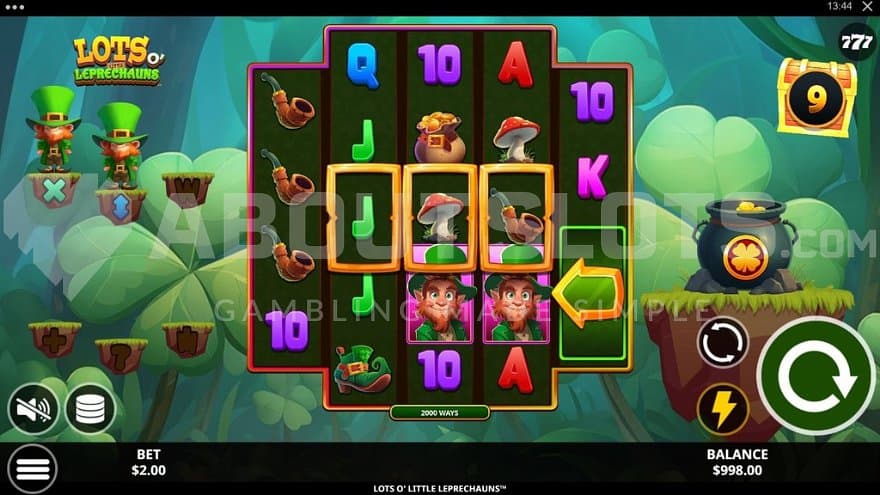 A casino slot with a leprechaun theme.
