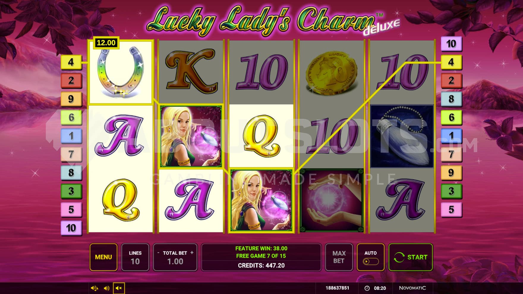 Free Spins bonus in progress showing a win including 2 Wild symbols which is multiplied by a total of x6.