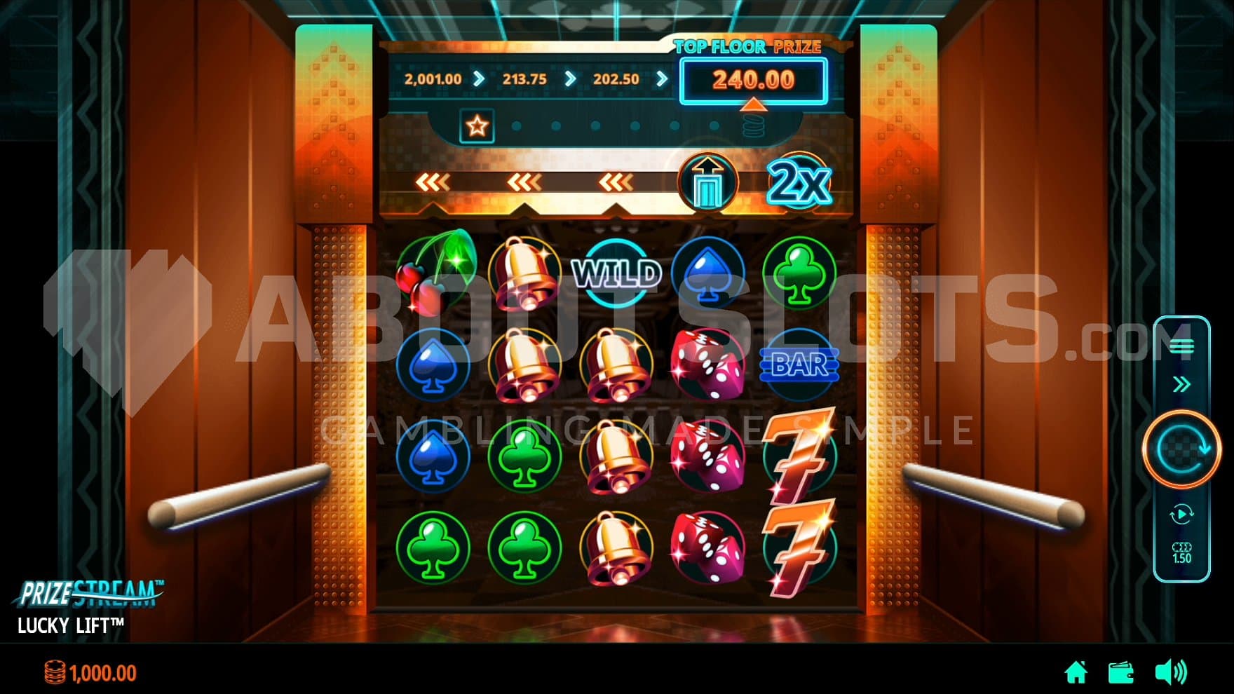 A casino slot in an elevator.