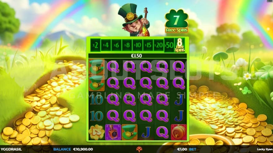 A win with 19 Q symbols in the Free Spins.