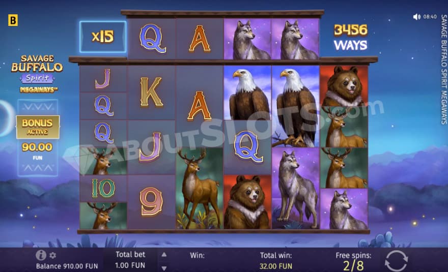 Free Spins bonus game with an active 15X win multiplier.