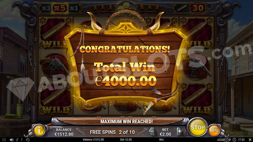 A max win of €4,000. with a €2 bet.