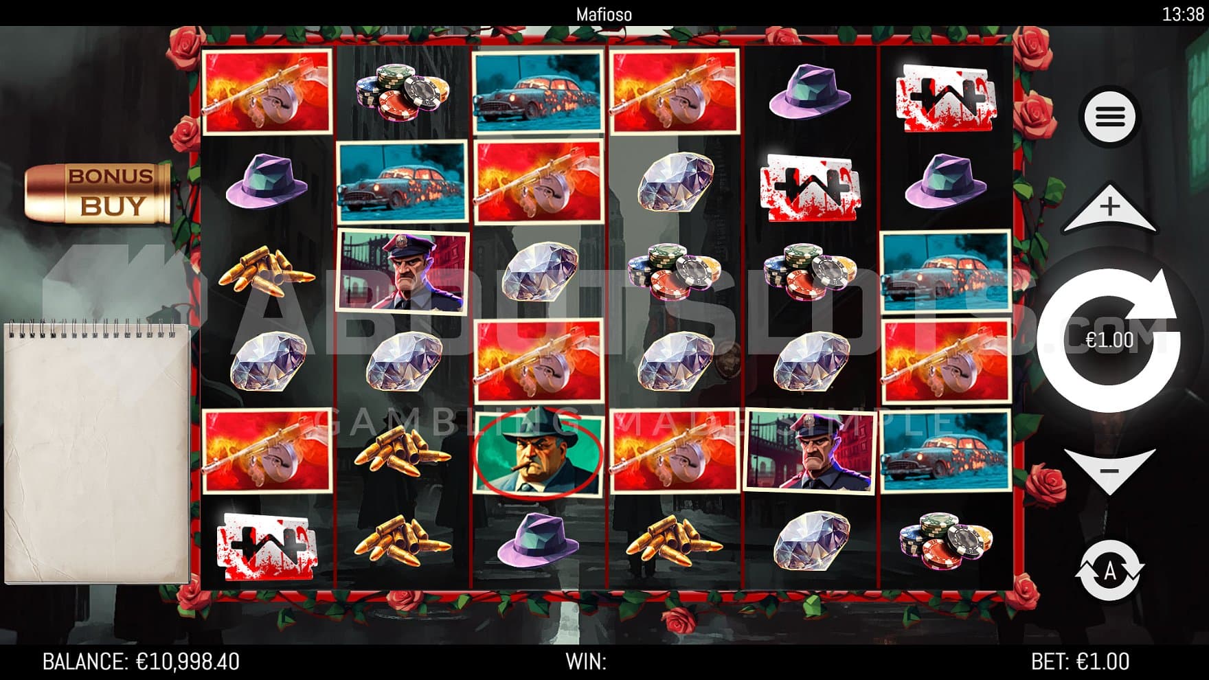 A casino slot with a mafia theme.