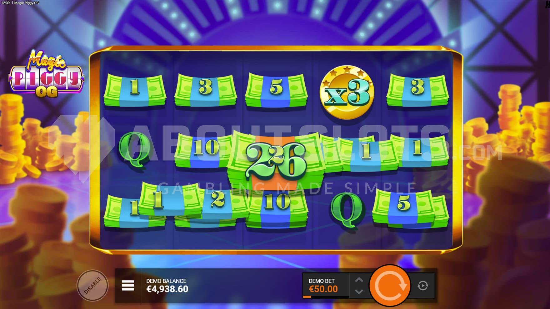 Collection of cash symbols triggered by the Magic Hat symbol landing in the base game.