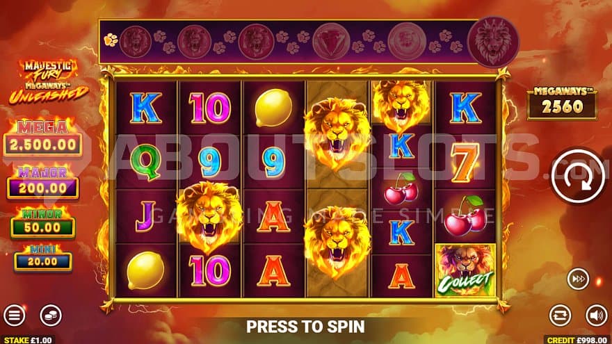 A casino slot with six reels.