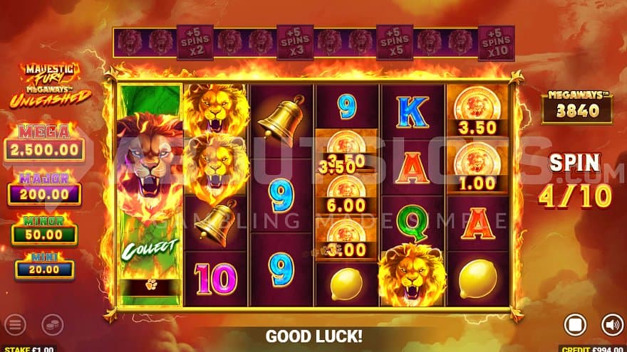 Fourth of ten free spins.