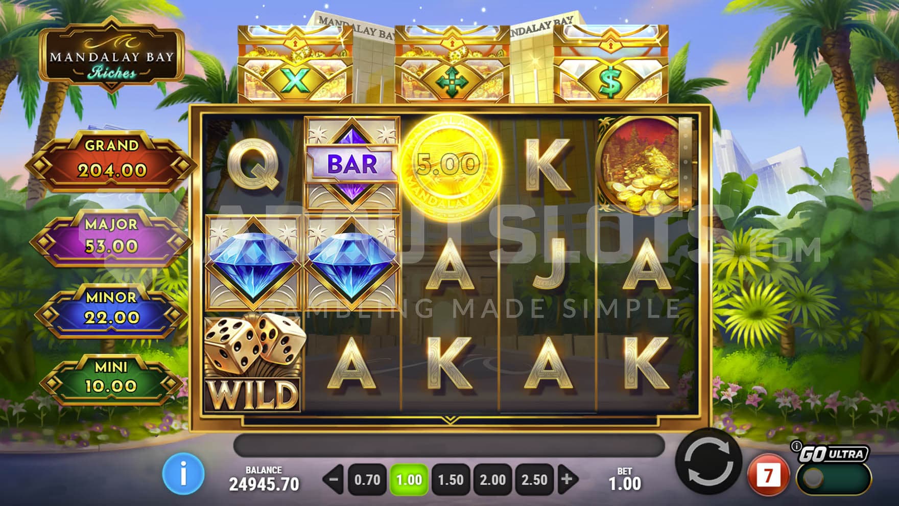 Cash Collection triggered by a Coin on reel 3 and a Vault symbol on reel 5.