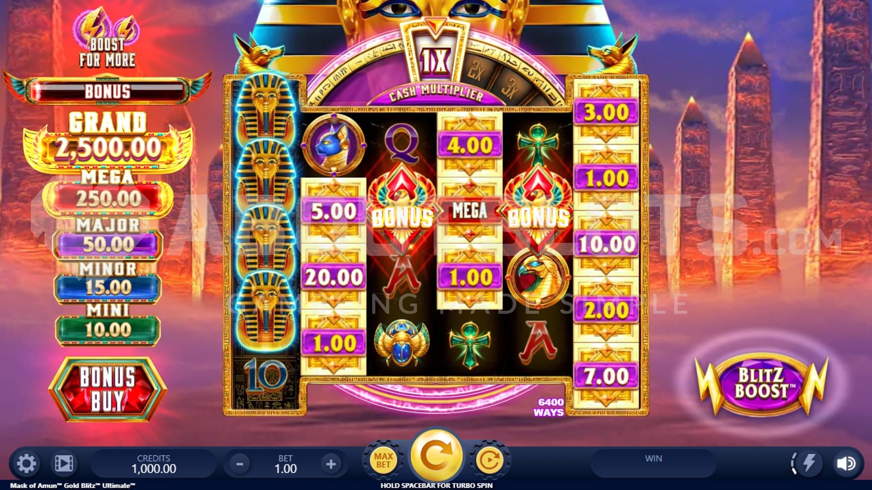 A casino slot with an Egyptian theme.