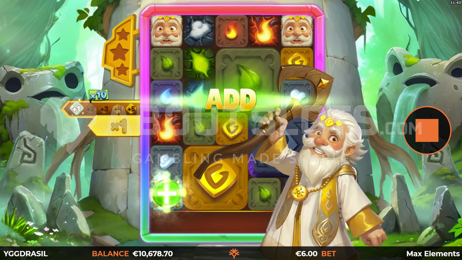 Feature Rune triggered in the base game, adding the value to the global win multiplier.