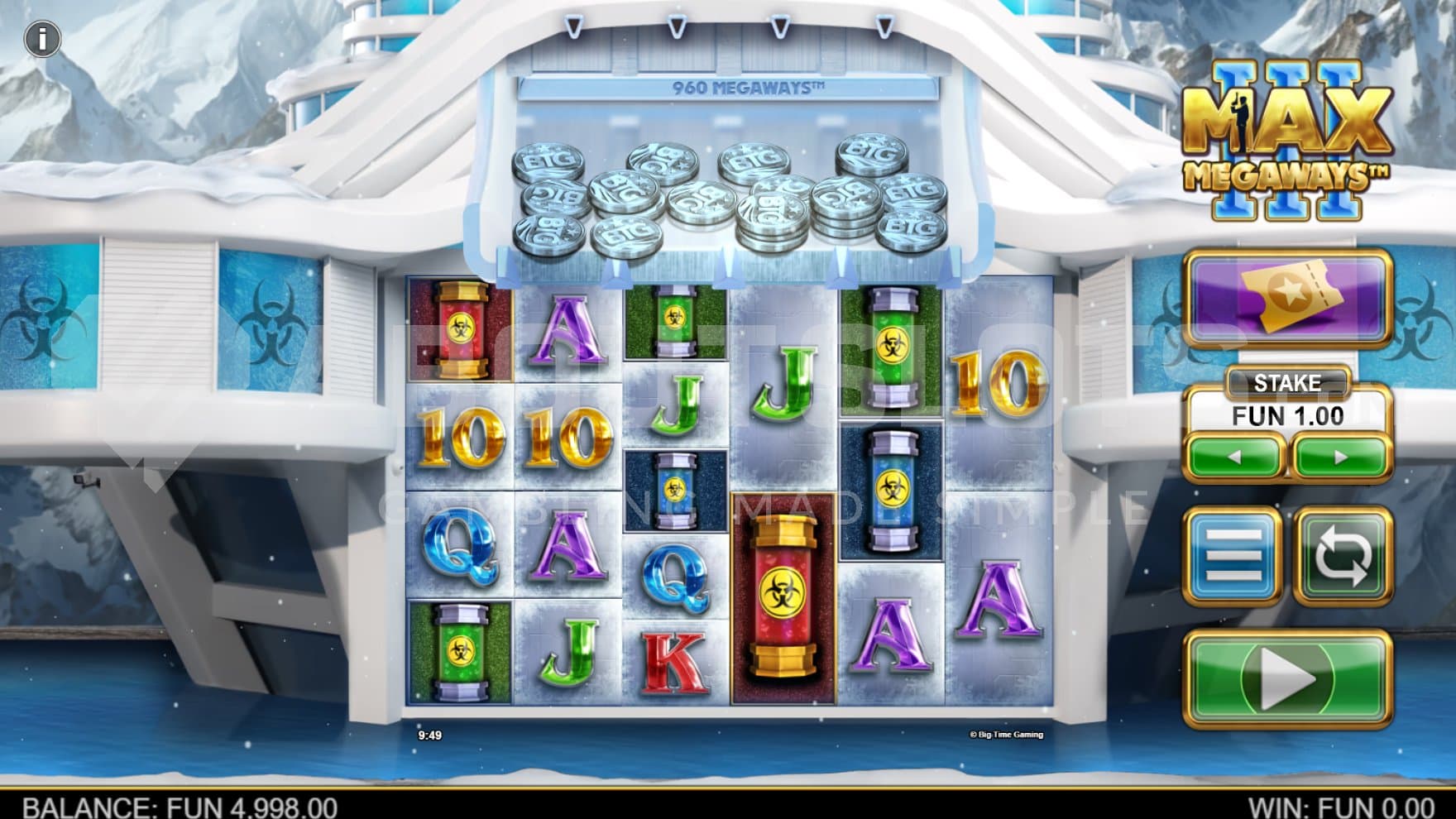 A casino slot with 6 reels.