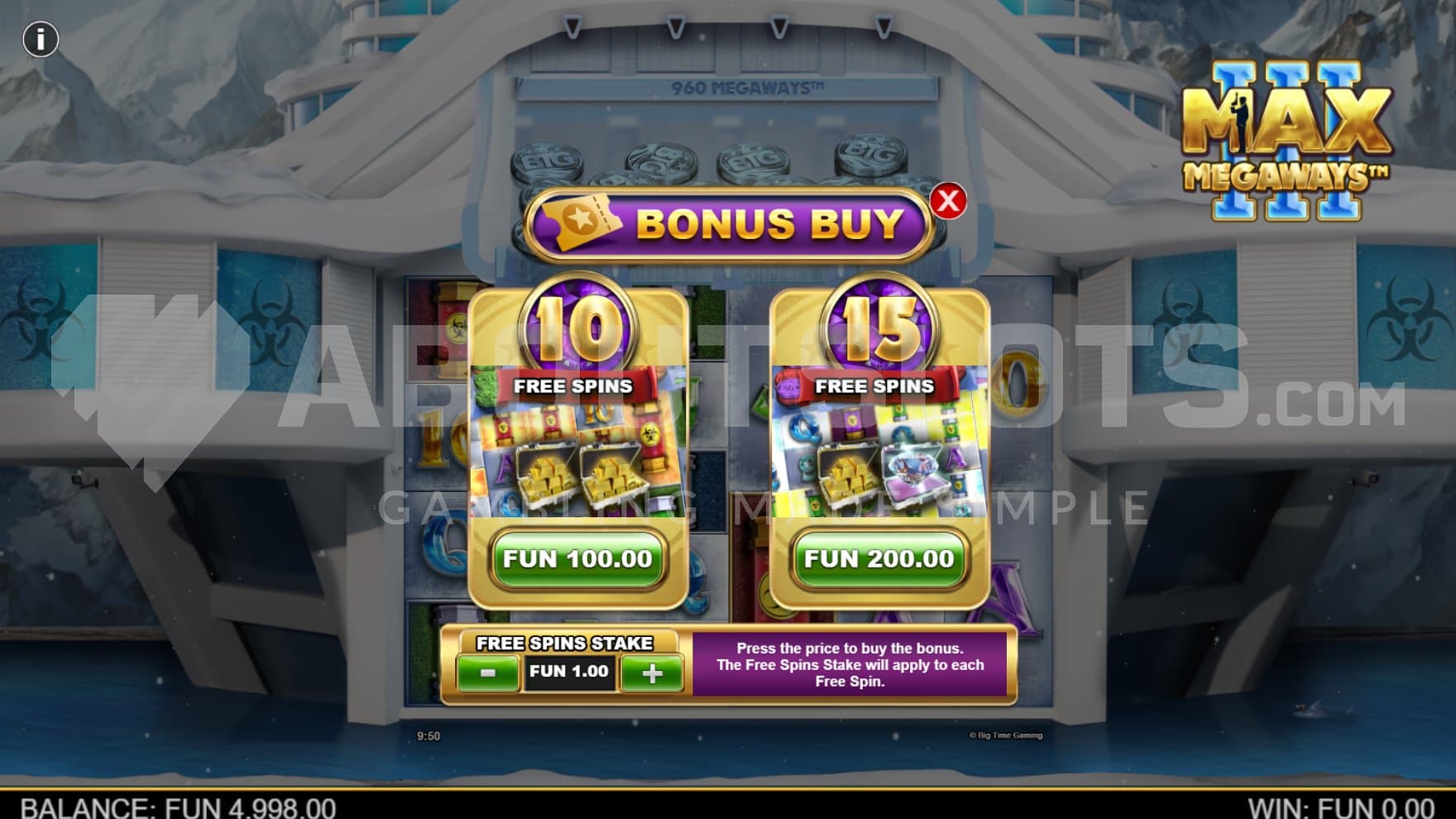 A menu offering Free Spins for sale.