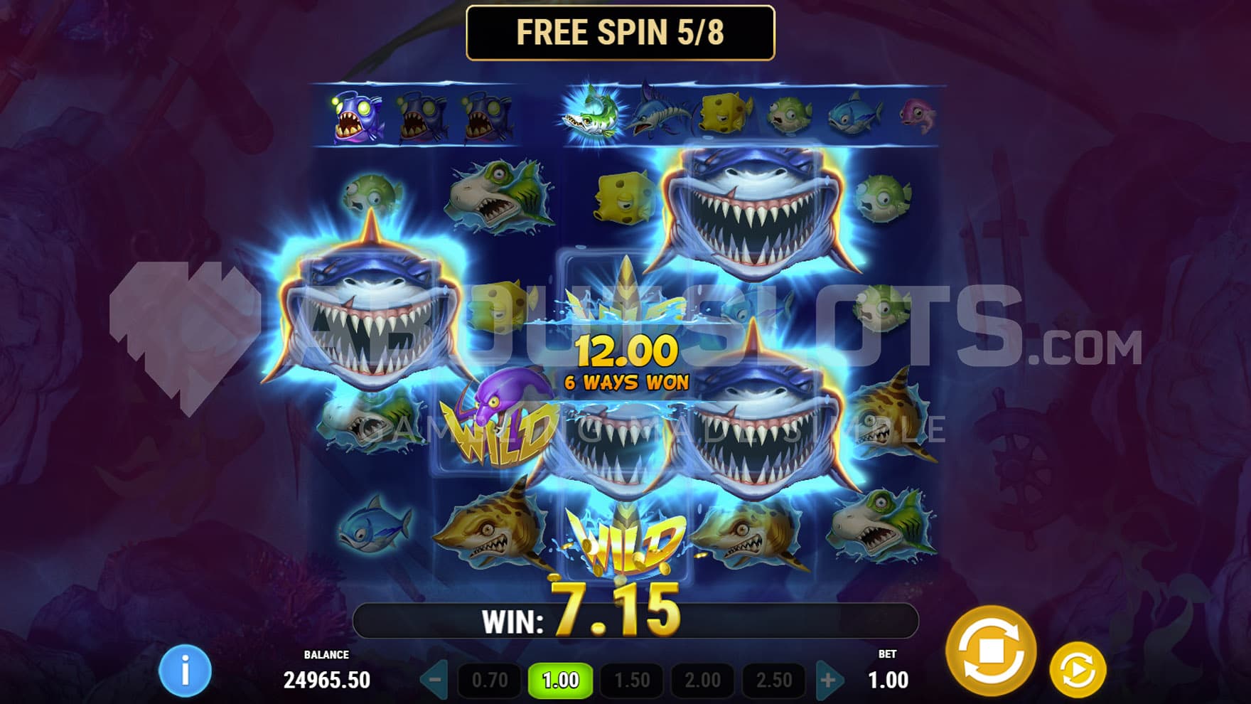 Mega Don Feast bonus in progress, showing multiple symbols converted to the highest-paying Mega Don symbol.