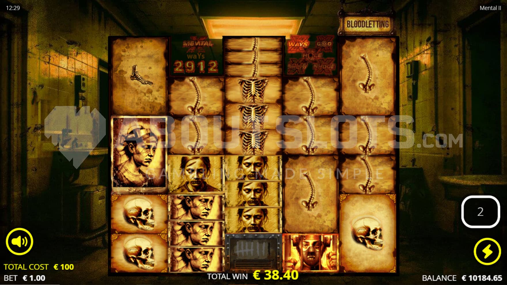 Bloodletting Spins bonus in progress.