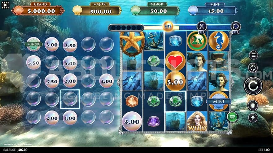 A casino slot with an underwater theme.