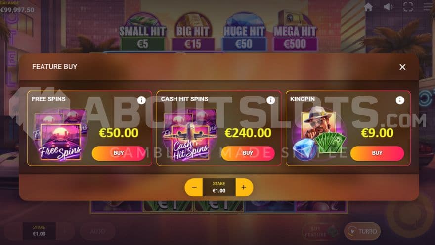 A menu offering different features for sale.