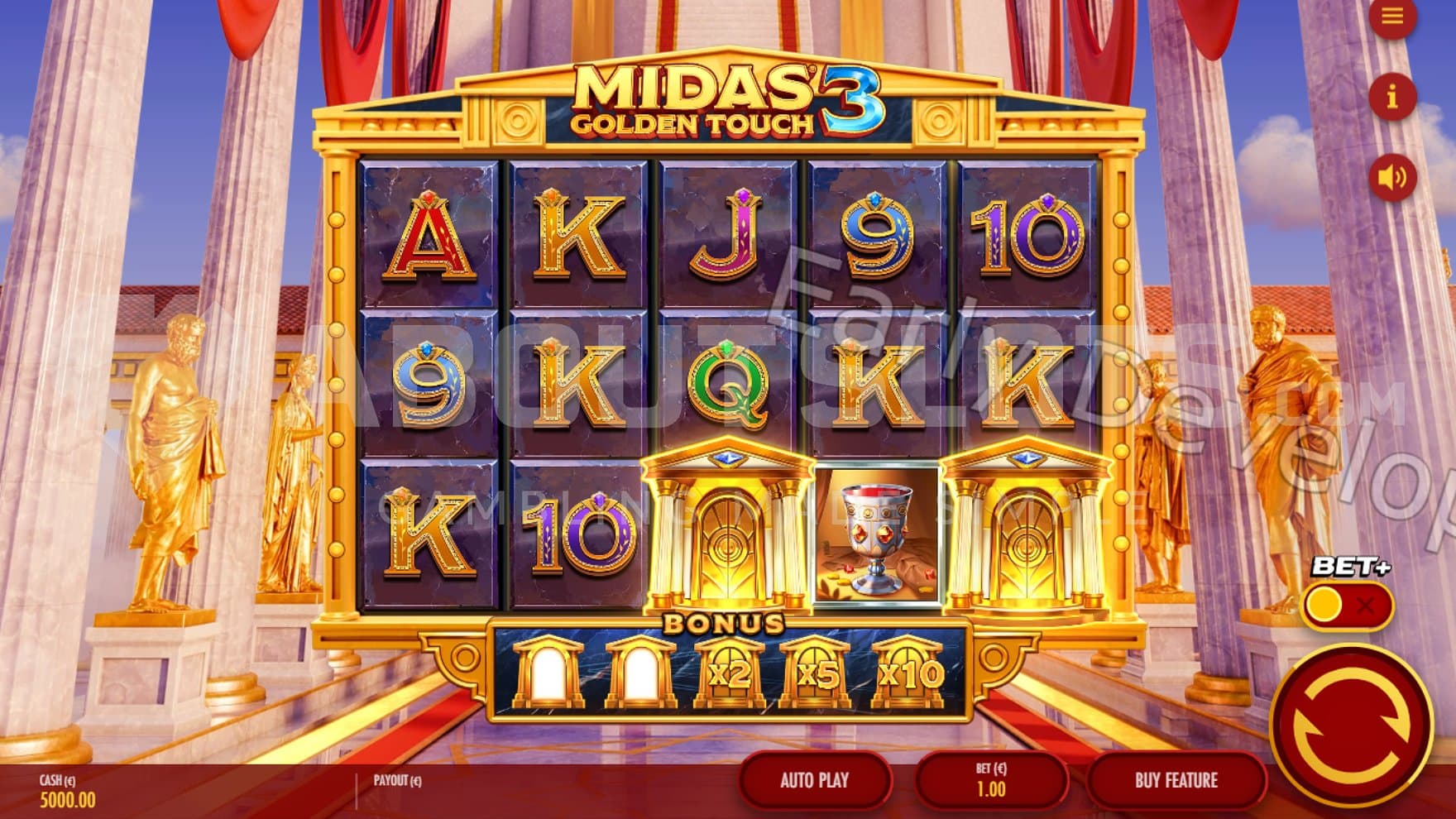 A casino slot outside a temple.