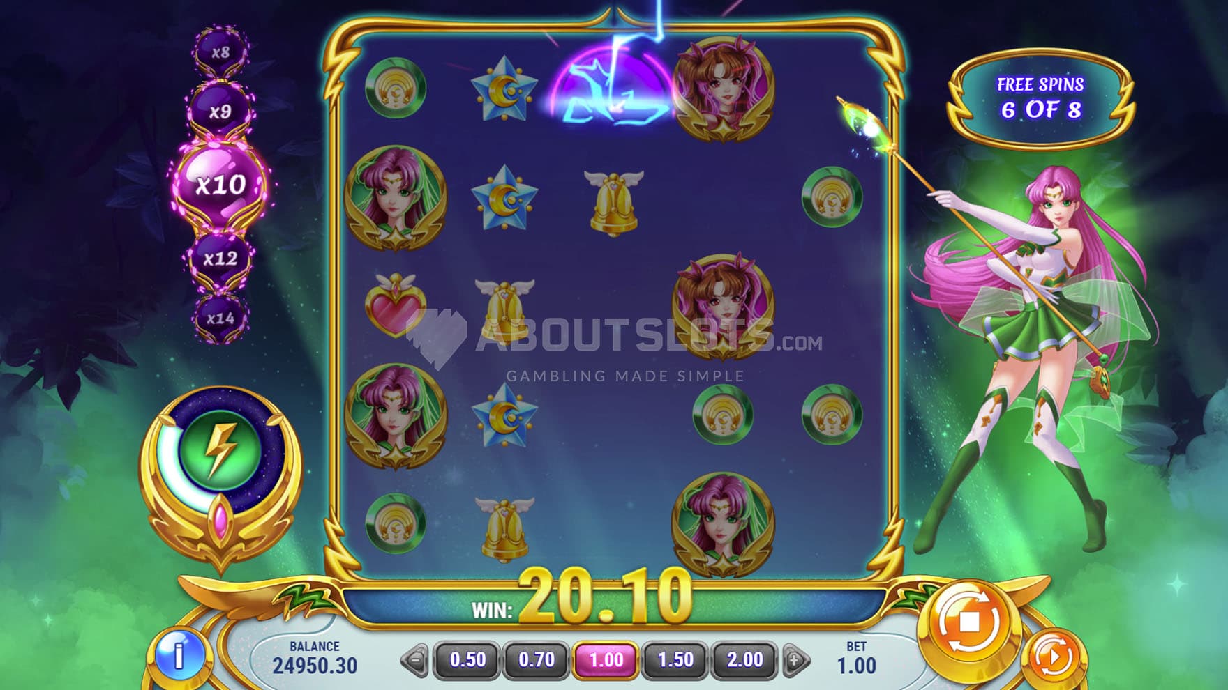 Free Spins bonus in progress with the Storm princess chosen.