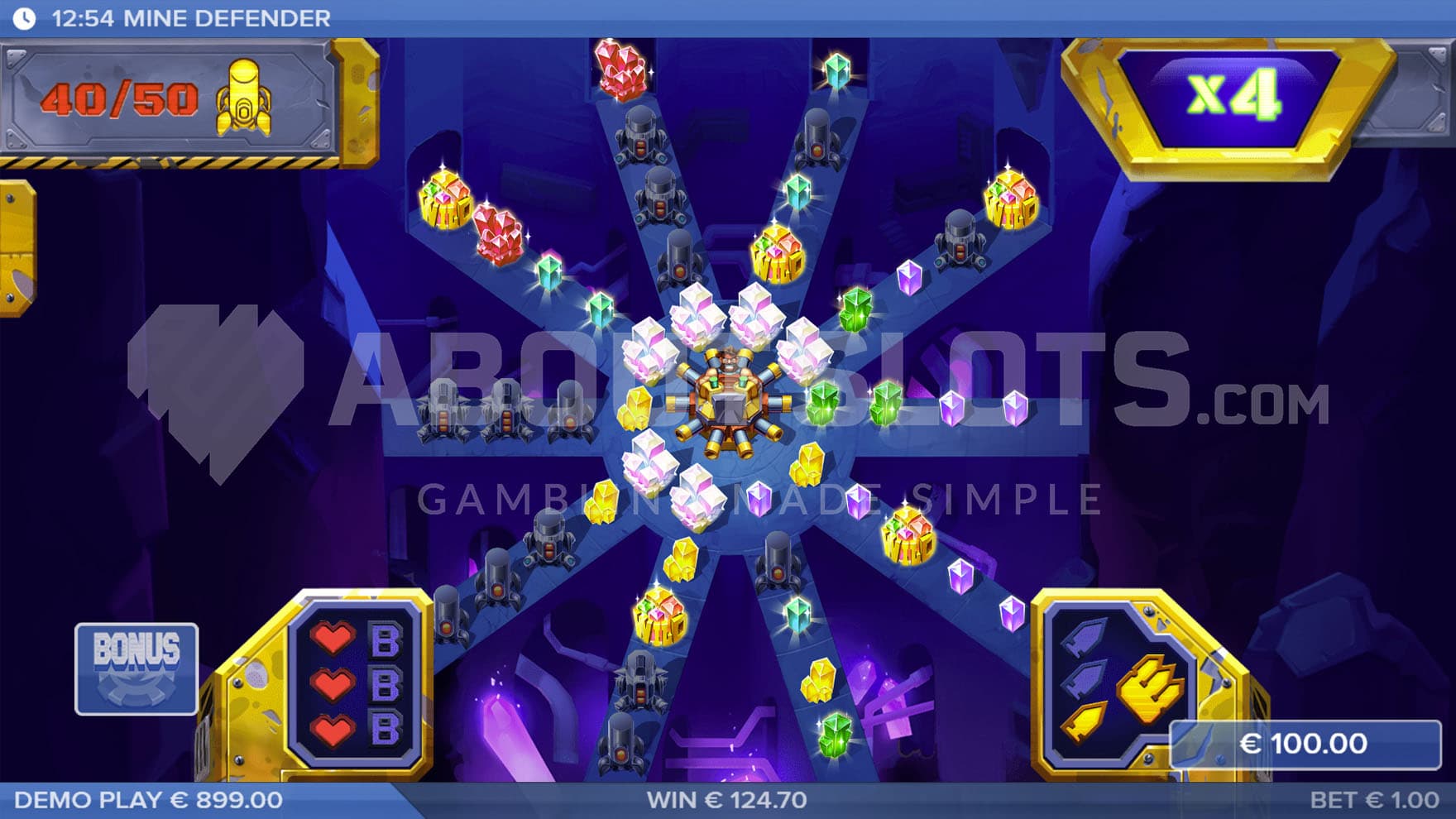 Mass Attack Bonus in progress with 40 out of 50 enemies defeated an an x4 multiplier accumulated.