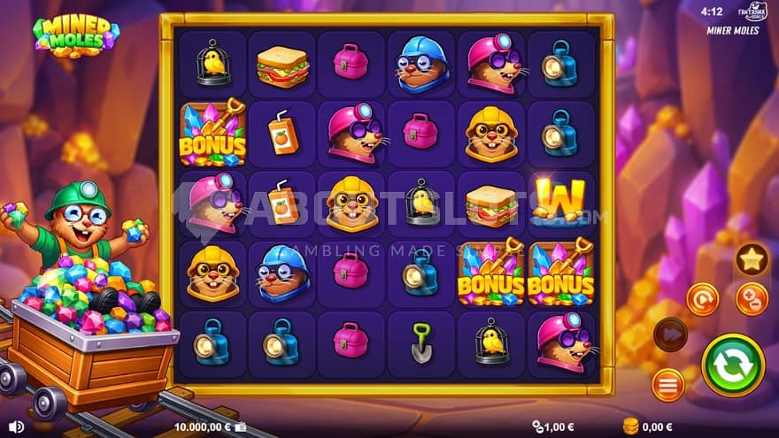 A casino slot with mining moles.