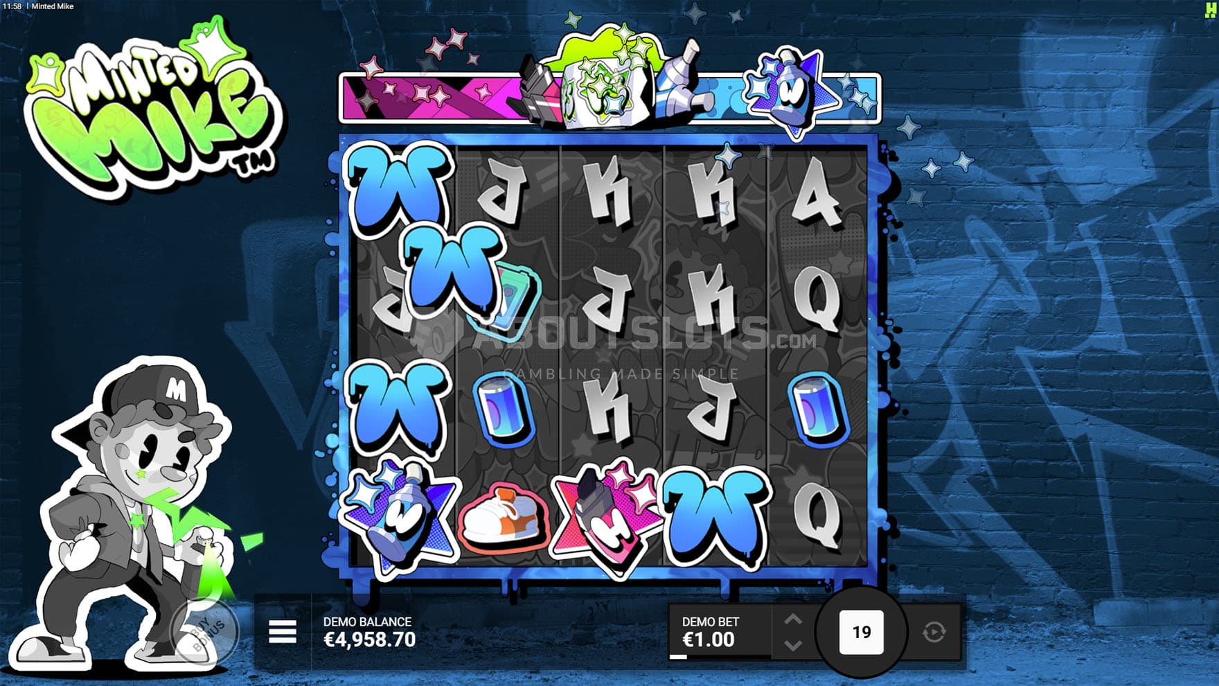 Screenshot of the Blue Sticker triggered in the base game, adding random Wilds to the grid.