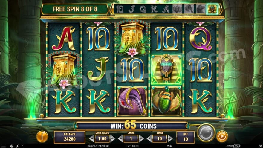 Free Spins bonus game with one special expanding symbol showed above the reel.