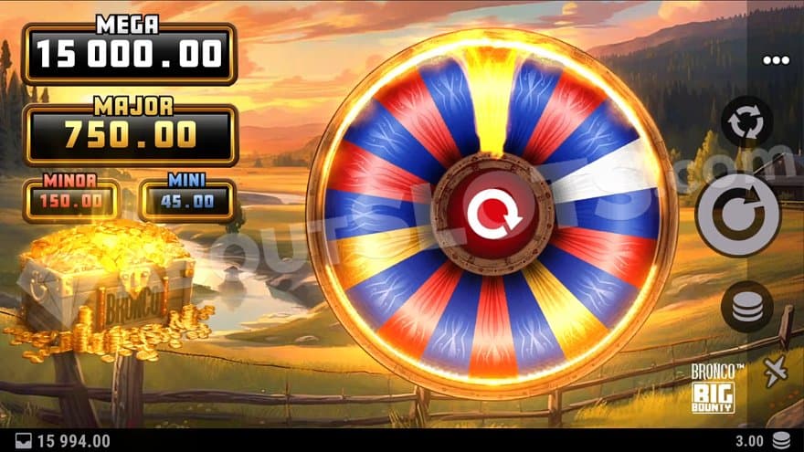 A bonus wheel with wedges in four colors.