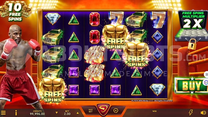 A casino slot in a boxing ring.