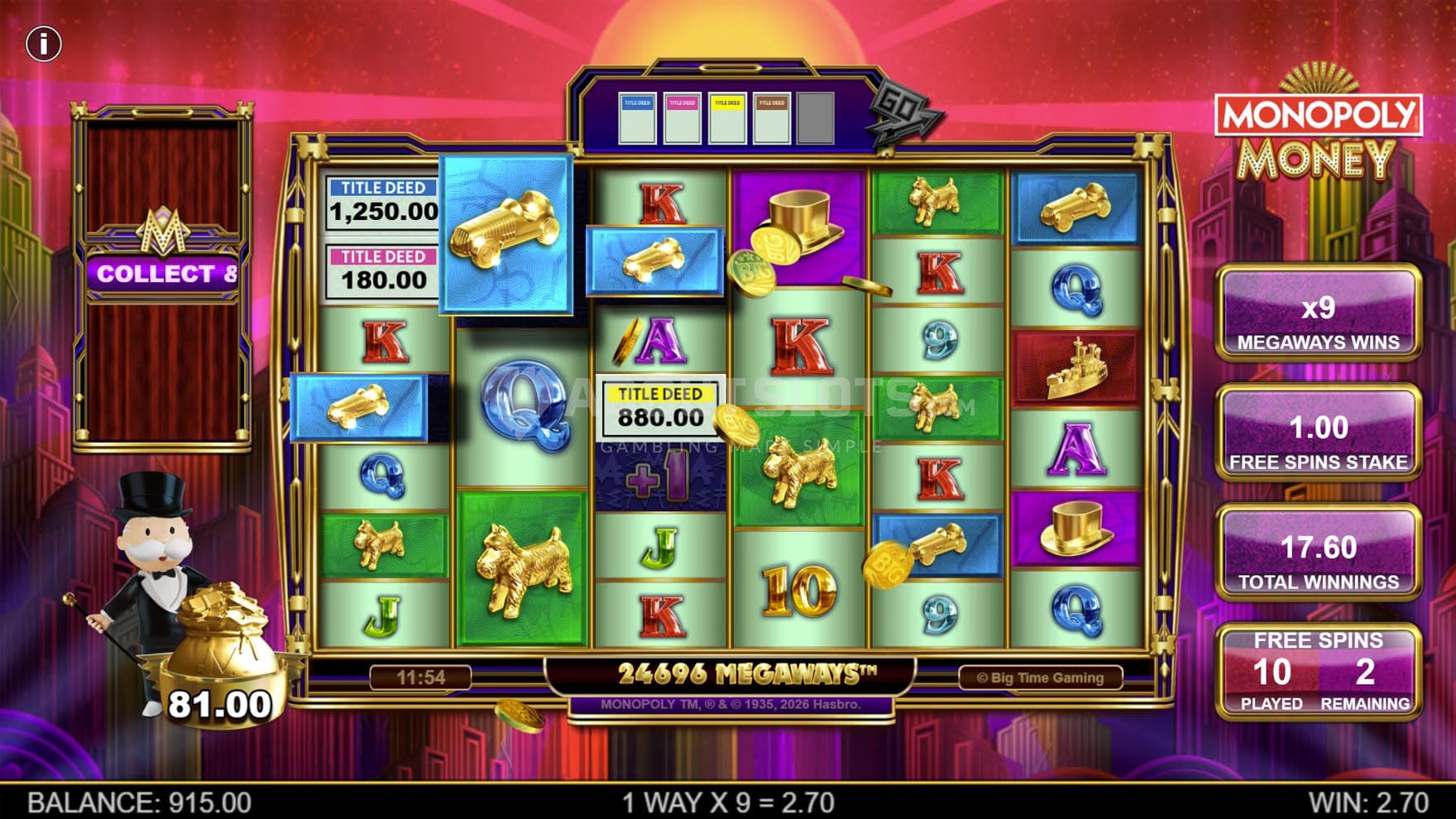 Screenshot of the Free Spins bonus in progress.