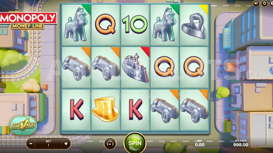 A casino slot on a Monopoly game board.