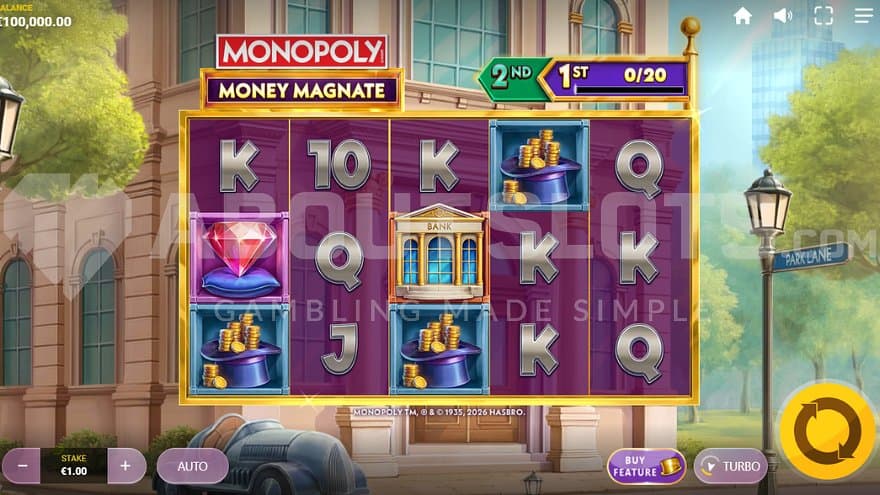 A casino slot with 5 reels.