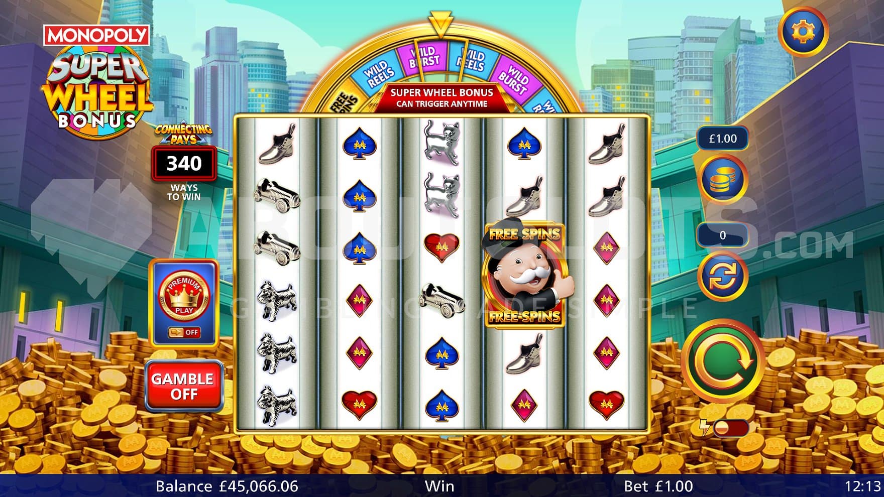 A casino slot in a big city.