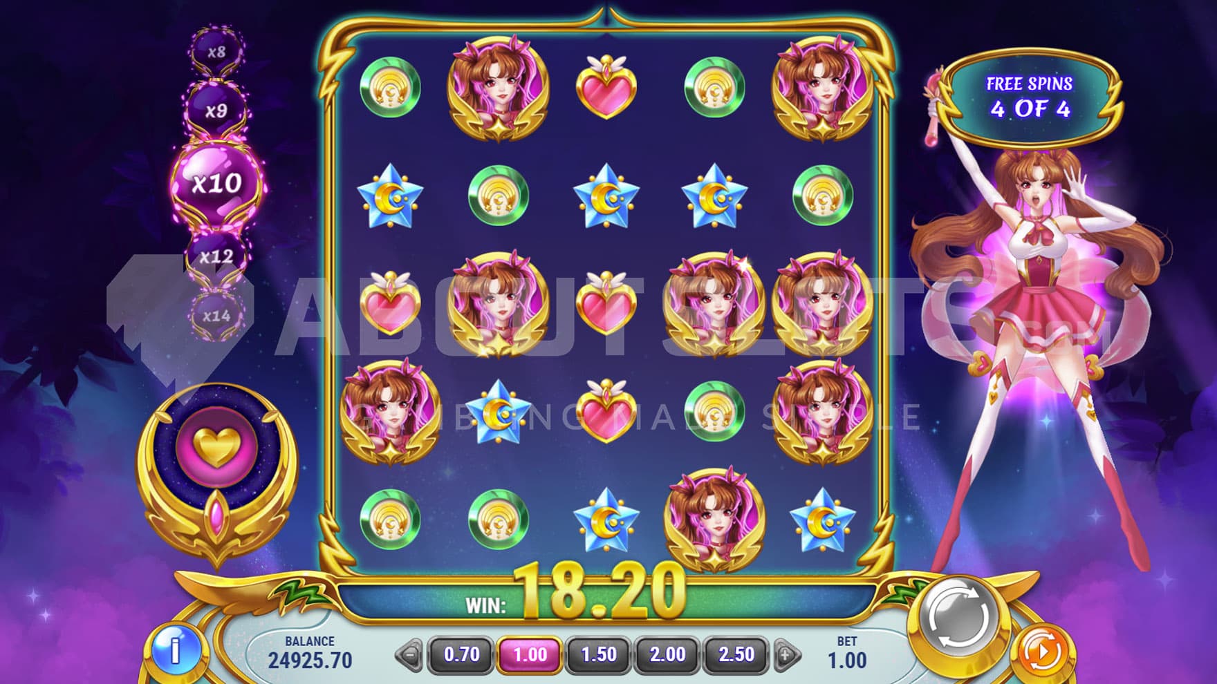 Free Spins bonus in progress with Love princess selected.