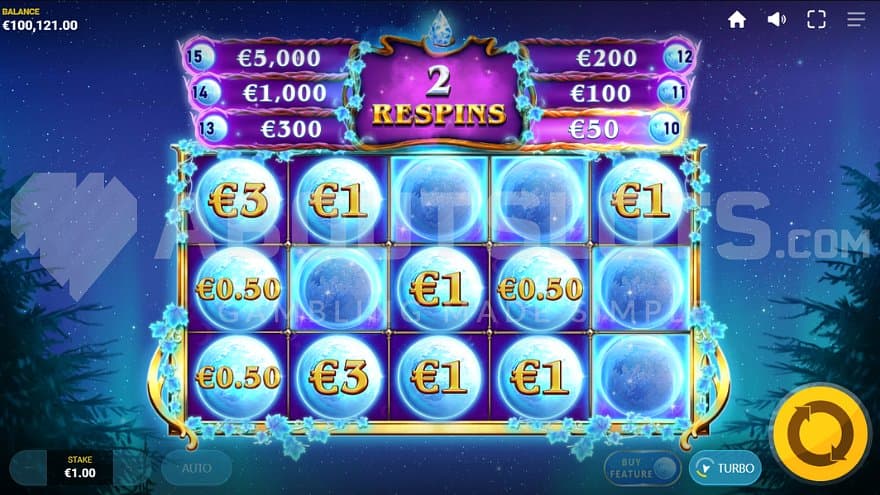 10 Scatter Symbols on the reels and two remaining spins.