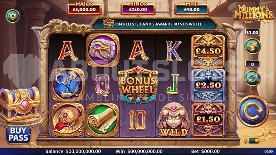 A casino slot in an Egyptian building.