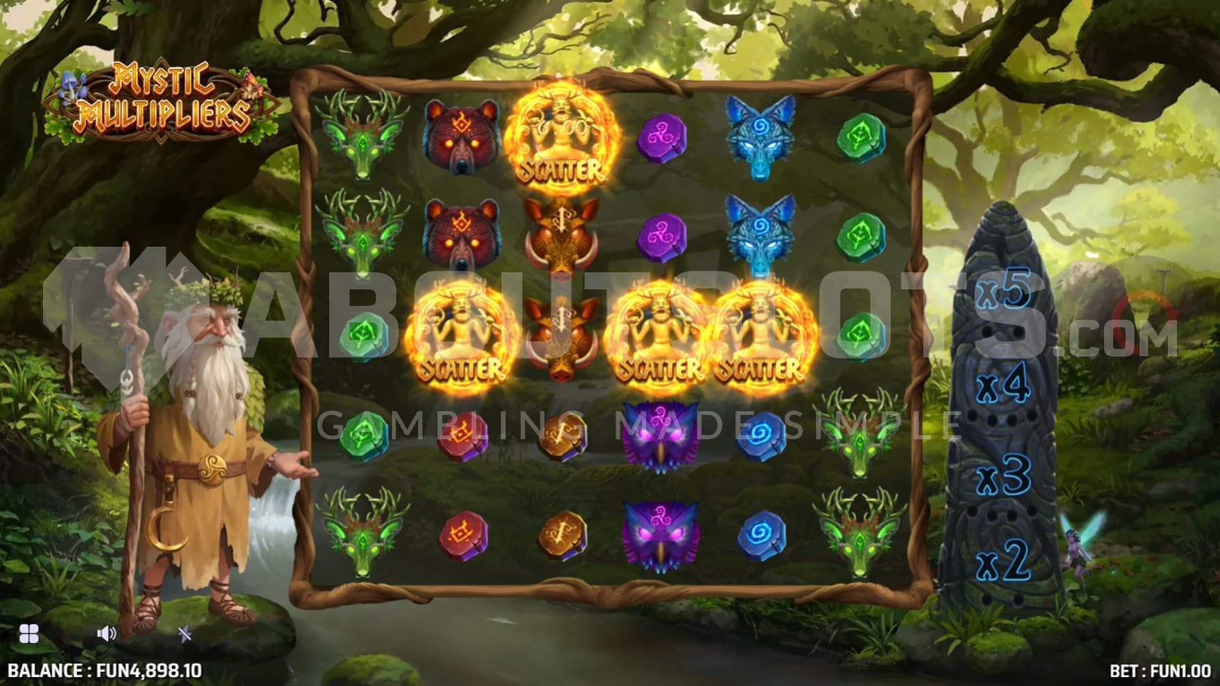 Four Scatter Symbols trigger the Free Spins.