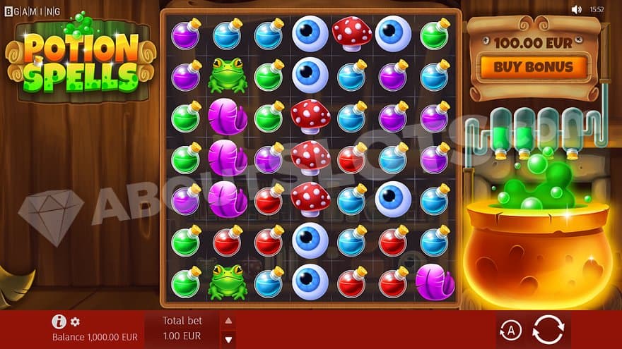 Potion bottles and other symbols on a 7x7 grid.