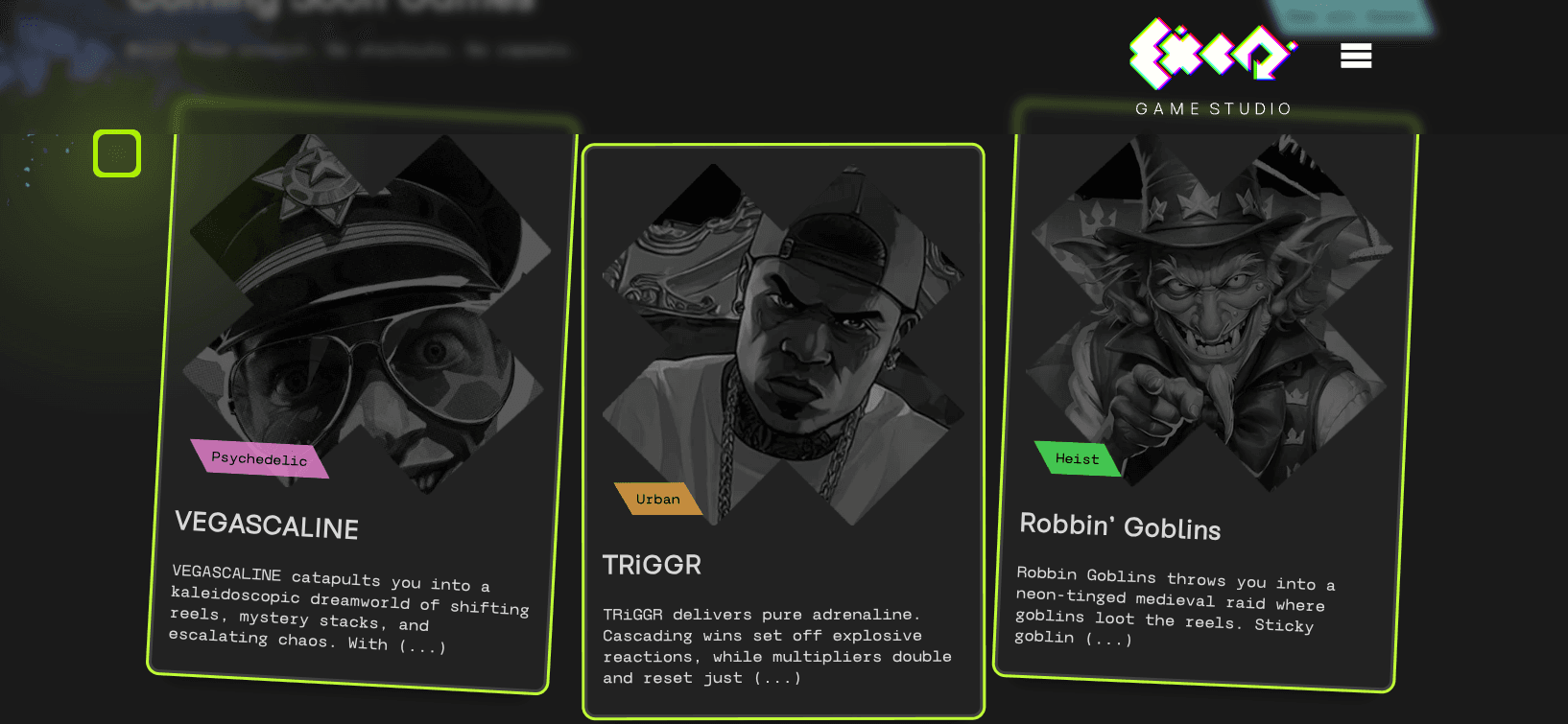 The first three upcoming games from the new studio Exco Game Studio